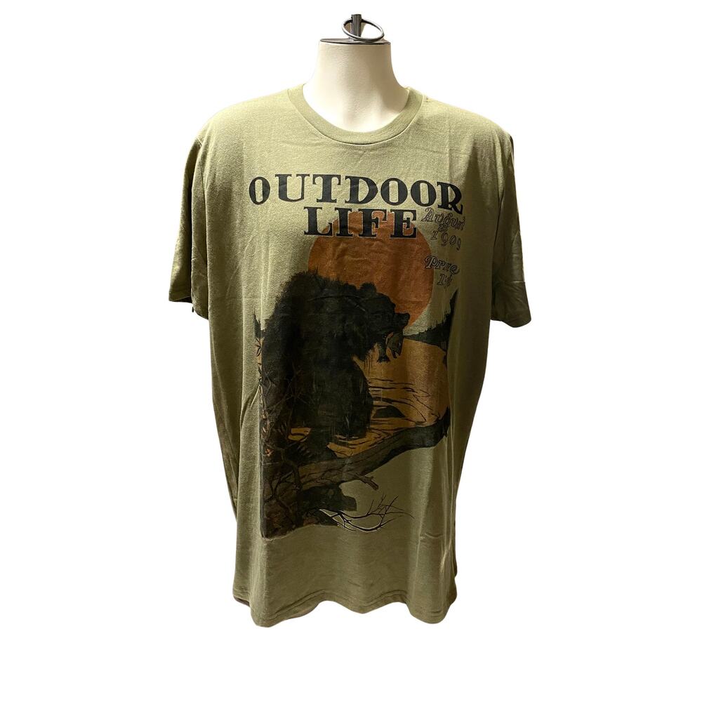 NWT Outdoor Life Olive Green Back Logo Short Sleeve T-Shirt Size XXL